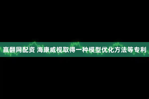 赢翻网配资 海康威视取得一种模型优化方法等专利